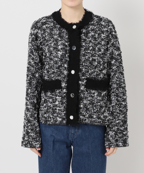 手洗い可 / ツイードニットジャケット（カーディガン/ボレロ）｜B.C