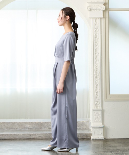 AIMER（エメ）の「サテンアシンメトリータックワイドオールインワンパンツパーティードレス　結婚式　お呼ばれ　ドレス　20代 30代 40代（パンツドレス・レディース・モカ/ブラック/ブルーグレー・MEDIUM）」の7枚目の写真