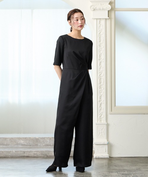 AIMER（エメ）の「サテンアシンメトリータックワイドオールインワンパンツパーティードレス　結婚式　お呼ばれ　ドレス　20代 30代 40代（パンツドレス・レディース・モカ/ブラック/ブルーグレー・MEDIUM）」の10枚目の写真