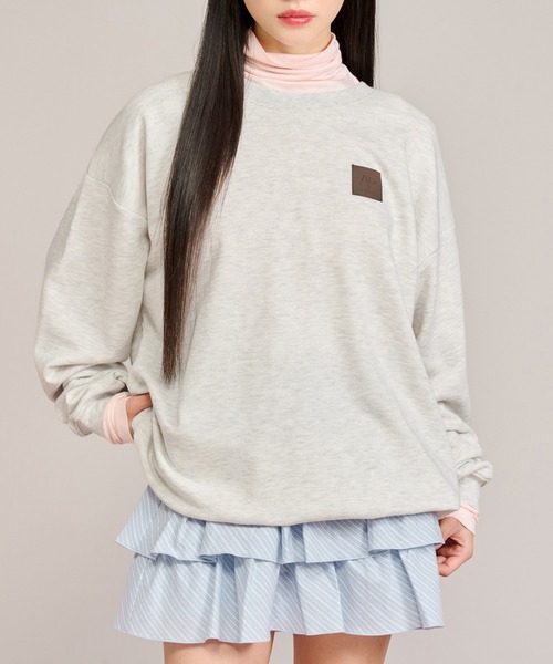 apres jour mignon(アプレジュールミニョン)の「パッチデザインスウェット(スウェット・レディース・杢グレー/ナチュラル/ピンク・フリー/LARGE)」の3枚目の写真