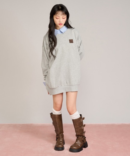 apres jour mignon(アプレジュールミニョン)の「パッチデザインスウェット(スウェット・レディース・杢グレー/ナチュラル/ピンク・フリー/LARGE)」の5枚目の写真