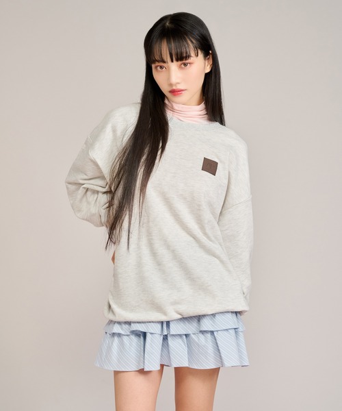 apres jour mignon(アプレジュールミニョン)の「パッチデザインスウェット(スウェット・レディース・杢グレー/ナチュラル/ピンク・フリー/LARGE)」の6枚目の写真