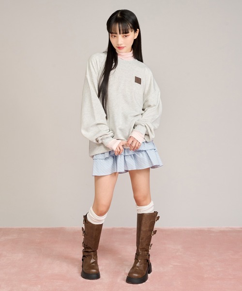 apres jour mignon(アプレジュールミニョン)の「パッチデザインスウェット(スウェット・レディース・杢グレー/ナチュラル/ピンク・フリー/LARGE)」の7枚目の写真