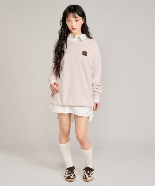 apres jour mignon(アプレジュールミニョン)の「パッチデザインスウェット(スウェット・レディース・杢グレー/ナチュラル/ピンク・フリー/LARGE)」の9枚目の写真