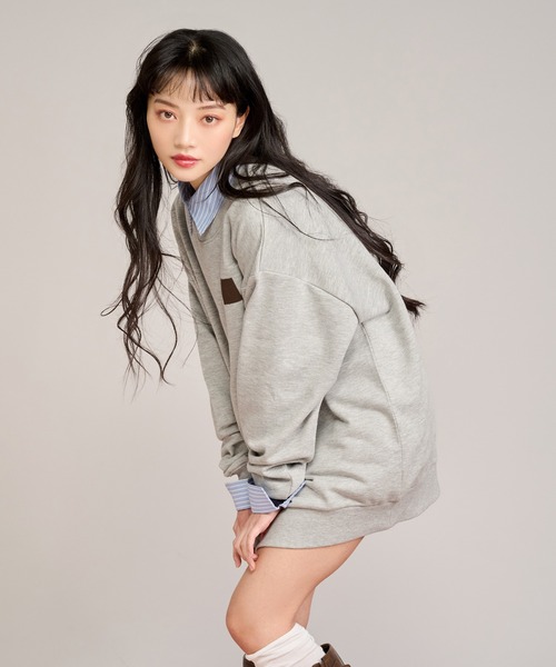 apres jour mignon(アプレジュールミニョン)の「パッチデザインスウェット(スウェット・レディース・杢グレー/ナチュラル/ピンク・フリー/LARGE)」の12枚目の写真