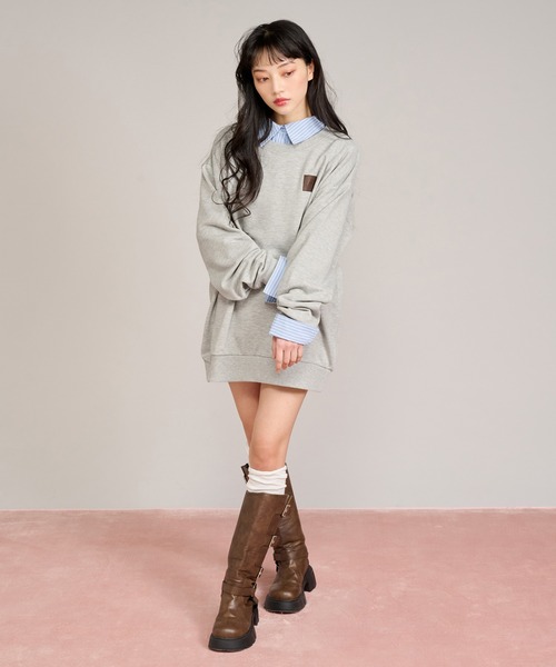 apres jour mignon(アプレジュールミニョン)の「パッチデザインスウェット(スウェット・レディース・杢グレー/ナチュラル/ピンク・フリー/LARGE)」の16枚目の写真