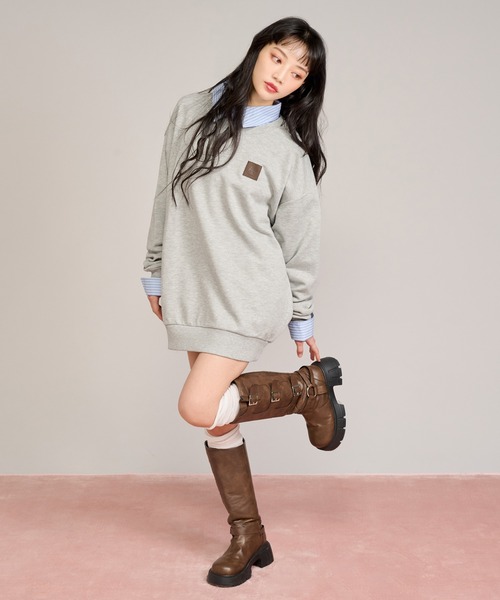 apres jour mignon(アプレジュールミニョン)の「パッチデザインスウェット(スウェット・レディース・杢グレー/ナチュラル/ピンク・フリー/LARGE)」の17枚目の写真