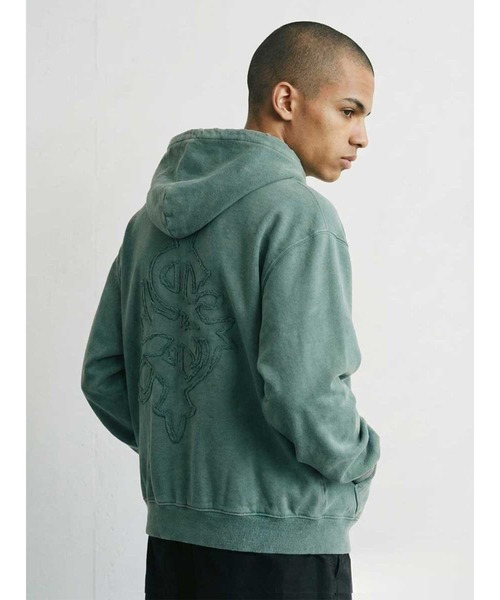 SUPPLIER（サプライヤー）の「ジップフーディ｜Distressed Cross Zip Hoodie｜SUPPLIER（パーカー・メンズ・ブラック/グリーン・XX-LARGE/SMALL/MEDIUM/LARGE/X-LARGE）」の2枚目の写真