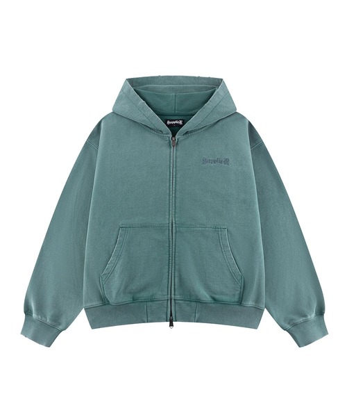 SUPPLIER（サプライヤー）の「ジップフーディ｜Distressed Cross Zip Hoodie｜SUPPLIER（パーカー・メンズ・ブラック/グリーン・XX-LARGE/SMALL/MEDIUM/LARGE/X-LARGE）」の3枚目の写真