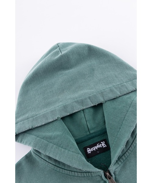 SUPPLIER（サプライヤー）の「ジップフーディ｜Distressed Cross Zip Hoodie｜SUPPLIER（パーカー・メンズ・ブラック/グリーン・XX-LARGE/SMALL/MEDIUM/LARGE/X-LARGE）」の5枚目の写真