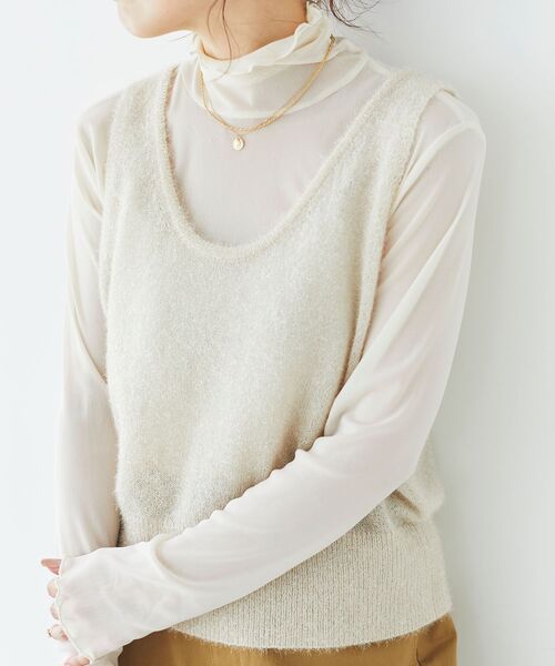 le.coeur blanc（ルクールブラン）の「シアータートル（Tシャツ/カットソー・レディース・ブラック/ホワイト/グレー/オフホワイト/ラベンダー・38）」の2枚目の写真