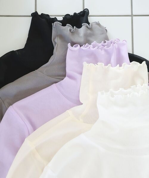 le.coeur blanc（ルクールブラン）の「シアータートル（Tシャツ/カットソー・レディース・ブラック/ホワイト/グレー/オフホワイト/ラベンダー・38）」の6枚目の写真