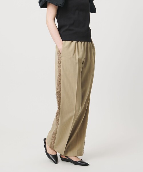 ASTRAET(アストラット)の「<ASTRAET>ストライプxカットジャガード ソクショウ パンツ(その他パンツ・レディース・ベージュ/ネイビー・00/1/0)」の1枚目の写真