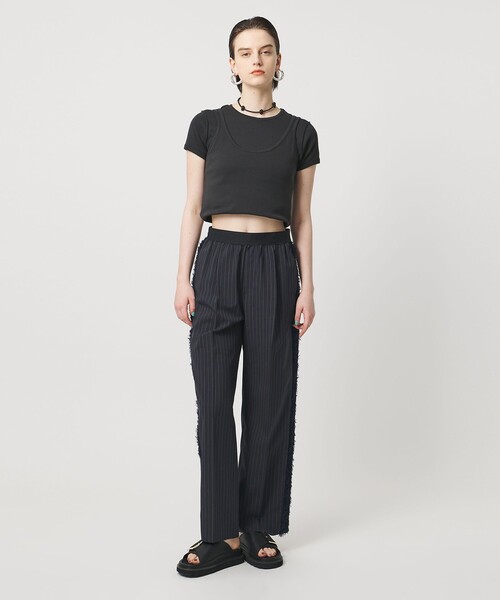 ASTRAET(アストラット)の「<ASTRAET>ストライプxカットジャガード ソクショウ パンツ(その他パンツ・レディース・ベージュ/ネイビー・00/1/0)」の9枚目の写真
