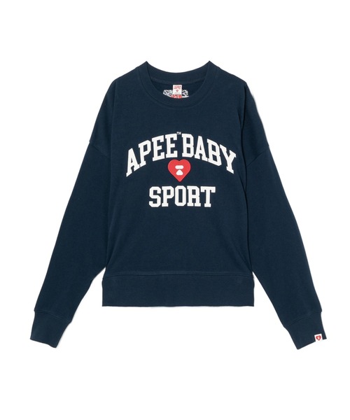 APEE BY A BATHING APE(エイピーバイアベイシングエイプ)の「APPLIQUE PATCH AND HEART EMBROIDERY SWEAT SHIRT(スウェット・レディース・グレー/ホワイト/ネイビー・SMALL/X-SMALL)」の3枚目の写真