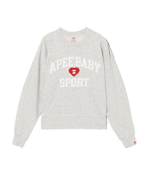 APEE BY A BATHING APE(エイピーバイアベイシングエイプ)の「APPLIQUE PATCH AND HEART EMBROIDERY SWEAT SHIRT(スウェット・レディース・グレー/ホワイト/ネイビー・SMALL/X-SMALL)」の2枚目の写真