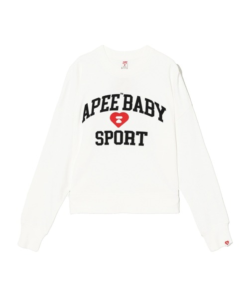 APEE BY A BATHING APE(エイピーバイアベイシングエイプ)の「APPLIQUE PATCH AND HEART EMBROIDERY SWEAT SHIRT(スウェット・レディース・グレー/ホワイト/ネイビー・SMALL/X-SMALL)」の1枚目の写真