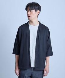 ハーフスリーブボタンレスカーディガン<ストレッチ・ハンドウォッシャブル>