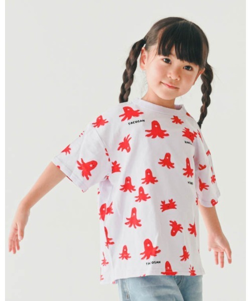 nicohrat（ニコフラート）の「ニコフラート タコさんTシャツ（Tシャツ/カットソー・キッズ・パープル/アイボリー/サックスブルー・90cm/100cm/110cm/120cm/130cm/140cm）」の3枚目の写真