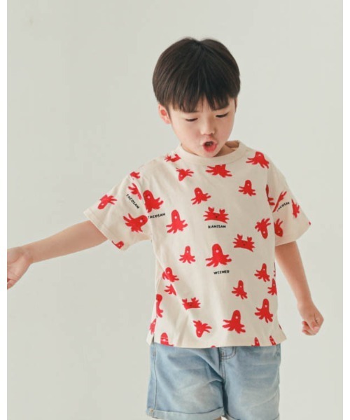 nicohrat(ニコフラート)の「ニコフラート タコさんTシャツ(Tシャツ/カットソー・キッズ・パープル/アイボリー/サックスブルー・90cm/100cm/110cm/120cm/130cm/140cm)」の5枚目の写真