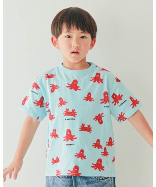 nicohrat(ニコフラート)の「ニコフラート タコさんTシャツ(Tシャツ/カットソー・キッズ・パープル/アイボリー/サックスブルー・90cm/100cm/110cm/120cm/130cm/140cm)」の7枚目の写真