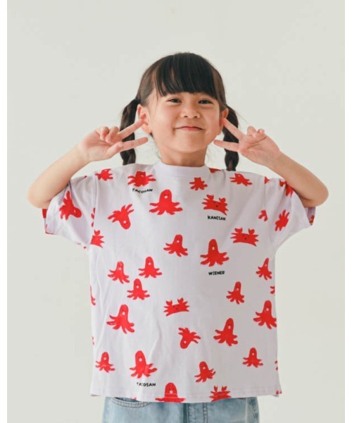 nicohrat(ニコフラート)の「ニコフラート タコさんTシャツ(Tシャツ/カットソー・キッズ・パープル/アイボリー/サックスブルー・90cm/100cm/110cm/120cm/130cm/140cm)」の10枚目の写真