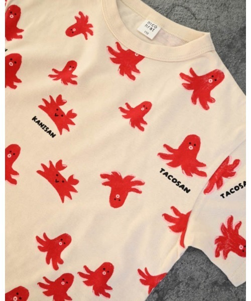 nicohrat(ニコフラート)の「ニコフラート タコさんTシャツ(Tシャツ/カットソー・キッズ・パープル/アイボリー/サックスブルー・90cm/100cm/110cm/120cm/130cm/140cm)」の13枚目の写真