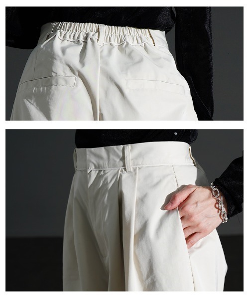 Sawa a la mode(サワアラモード)の「パイピングラインツイルタックワイドパンツ(その他パンツ・レディース・アイボリー/ブラック・FREE)」の6枚目の写真