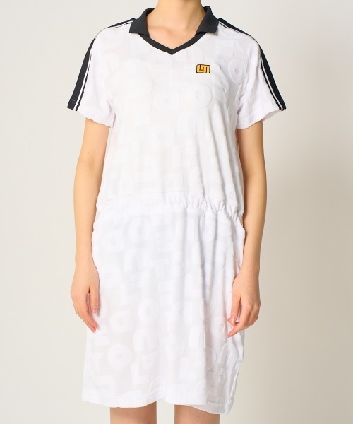 Loudmouth(ラウドマウス)の「LOUDMOUTH/ラウドマウス ゴルフウェア UVカット パイル ジャガード ロゴ ワンピース(ワンピース・レディース・グリーン/ホワイト/ネイビー・S/M/L/LL)」の4枚目の写真