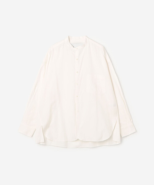 TICCA（ティッカ）の「TICCA | コットン ノーカラーシャツ WOMEN（シャツ/ブラウス・レディース・サックスブルー/ホワイト・F）」の2枚目の写真