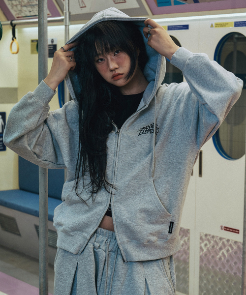 ELIMENO(エリメノ)の「EL ビッグワン 2WAY フードジップアップ 2カラー(パーカー・メンズ・グレー/ブラック・1/2/3/4)」の6枚目の写真