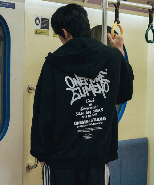 ELIMENO(エリメノ)の「EL ビッグワン 2WAY フードジップアップ 2カラー(パーカー・メンズ・グレー/ブラック・1/2/3/4)」の7枚目の写真