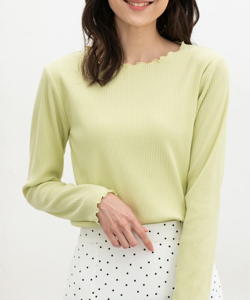 Honeys(ハニーズ)の「メロー使いトップス(Tシャツ/カットソー・レディース・ブラック×ベージュ/ライム/アイボリー/ホワイト×ブラック/ブラック・L/LL/M/S)」の5枚目の写真