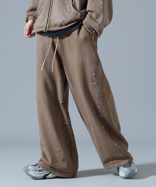 DANKE SCHON(ダンケシェーン)の「DankeSchon/ダンケシェーン/STUDS SWEAT BAGGY PANTS(スウェットパンツ・レディース・ブラウン/グレー/ネイビー・M/L/S)」の3枚目の写真