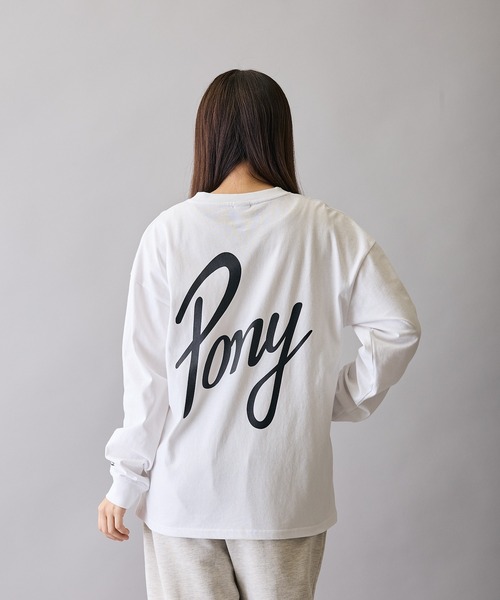 PONY(ポニー)の「【PONY】別注 プリント 別注 長袖Tシャツ(Tシャツ/カットソー・メンズ・ホワイト/ブラック/ホワイト系1/ホワイト系/ブラック系/ブラック系1・MEDIUM/SMALL/X-LARGE/LARGE)」の1枚目の写真