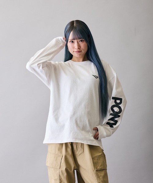 PONY(ポニー)の「【PONY】別注 プリント 別注 長袖Tシャツ(Tシャツ/カットソー・メンズ・ホワイト/ブラック/ホワイト系1/ホワイト系/ブラック系/ブラック系1・MEDIUM/SMALL/X-LARGE/LARGE)」の3枚目の写真
