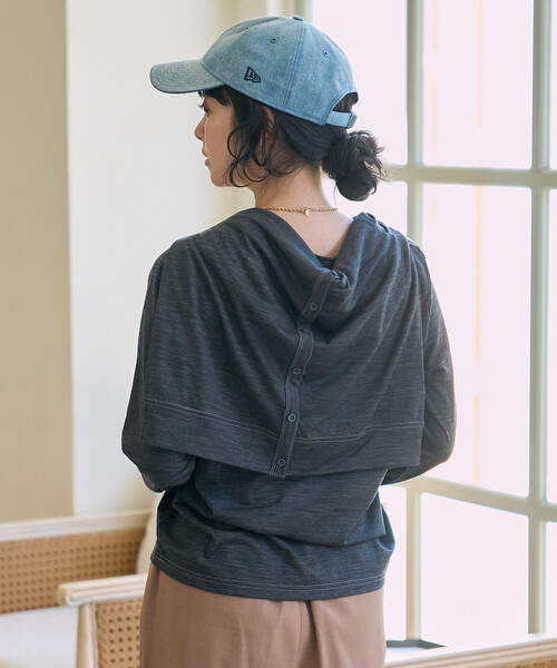 FREAK'S STORE(フリークスストア)の「とろみシアー ステッチ ロンT(Tシャツ/カットソー・レディース・チャコール/ベージュ/オフホワイト/ピンク・フリ-)」の15枚目の写真