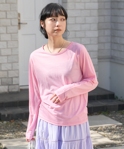 FREAK'S STORE(フリークスストア)の「とろみシアー ステッチ ロンT(Tシャツ/カットソー・レディース・チャコール/ベージュ/オフホワイト/ピンク・フリ-)」の17枚目の写真