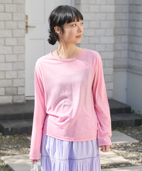 FREAK'S STORE(フリークスストア)の「とろみシアー ステッチ ロンT(Tシャツ/カットソー・レディース・チャコール/ベージュ/オフホワイト/ピンク・フリ-)」の19枚目の写真