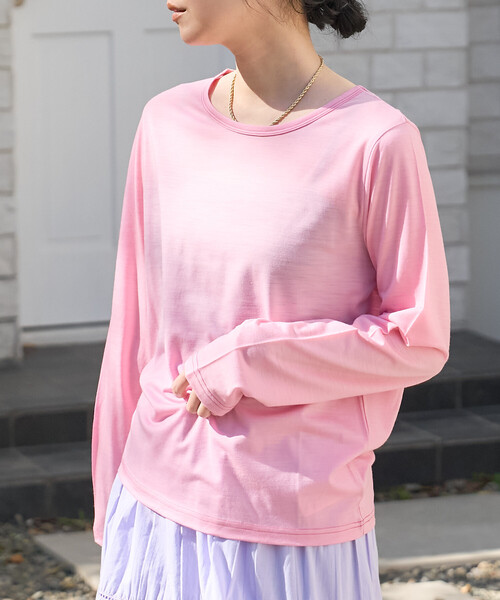 FREAK'S STORE(フリークスストア)の「とろみシアー ステッチ ロンT(Tシャツ/カットソー・レディース・チャコール/ベージュ/オフホワイト/ピンク・フリ-)」の20枚目の写真
