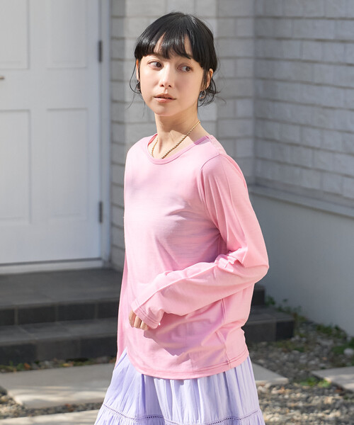 FREAK'S STORE(フリークスストア)の「とろみシアー ステッチ ロンT(Tシャツ/カットソー・レディース・チャコール/ベージュ/オフホワイト/ピンク・フリ-)」の21枚目の写真