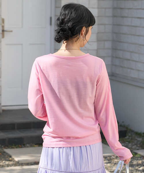FREAK'S STORE(フリークスストア)の「とろみシアー ステッチ ロンT(Tシャツ/カットソー・レディース・チャコール/ベージュ/オフホワイト/ピンク・フリ-)」の22枚目の写真
