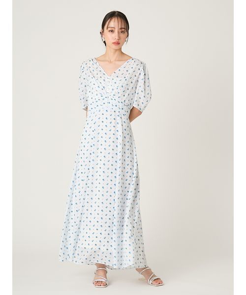 FRAY I.D（フレイアイディー）の「【LIBERTY×FRAY I.D】パフスリーブワンピース（ワンピース・レディース・ホワイト/ネイビー/グリーン・1/0）」の2枚目の写真