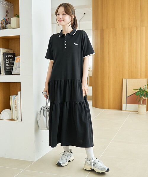 Penneys（ぺニーズ）別注】配色ライン ティアードポロ襟ワンピース