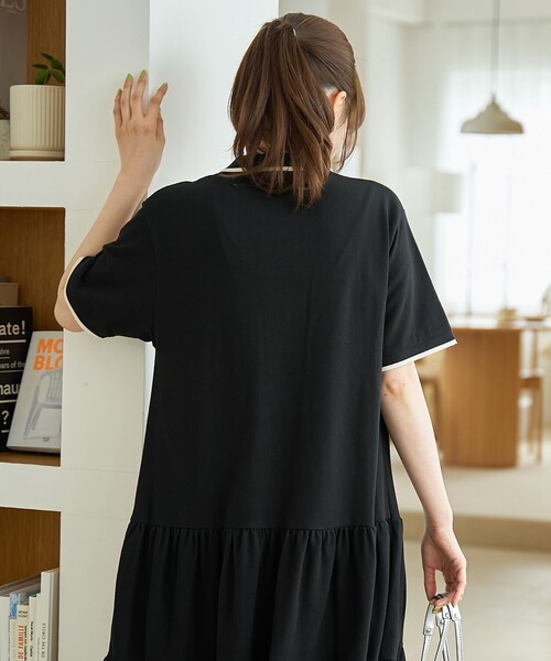 coen(コーエン)の「【Penneys(ぺニーズ)別注】配色ライン ティアードポロ襟ワンピース(ワンピース・レディース・オレンジ/ブラック/ブラウン・L/M)」の7枚目の写真