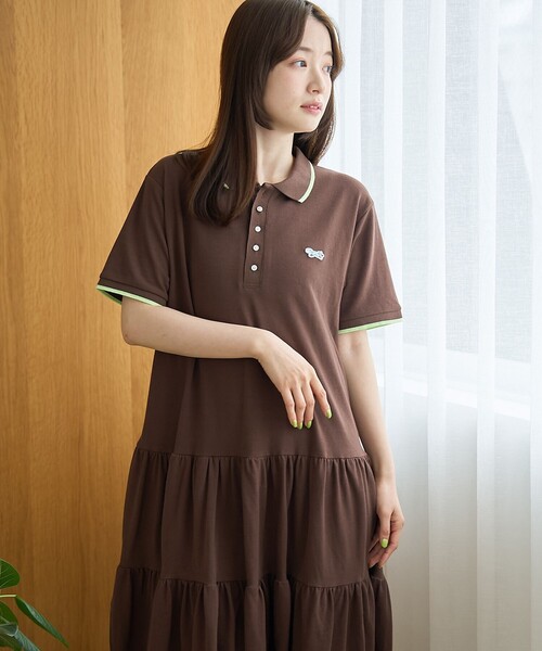 coen(コーエン)の「【Penneys(ぺニーズ)別注】配色ライン ティアードポロ襟ワンピース(ワンピース・レディース・オレンジ/ブラック/ブラウン・L/M)」の12枚目の写真