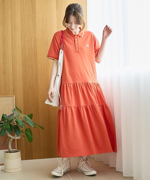 coen(コーエン)の「【Penneys(ぺニーズ)別注】配色ライン ティアードポロ襟ワンピース(ワンピース・レディース・オレンジ/ブラック/ブラウン・L/M)」の17枚目の写真