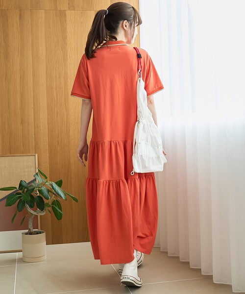 coen(コーエン)の「【Penneys(ぺニーズ)別注】配色ライン ティアードポロ襟ワンピース(ワンピース・レディース・オレンジ/ブラック/ブラウン・L/M)」の18枚目の写真