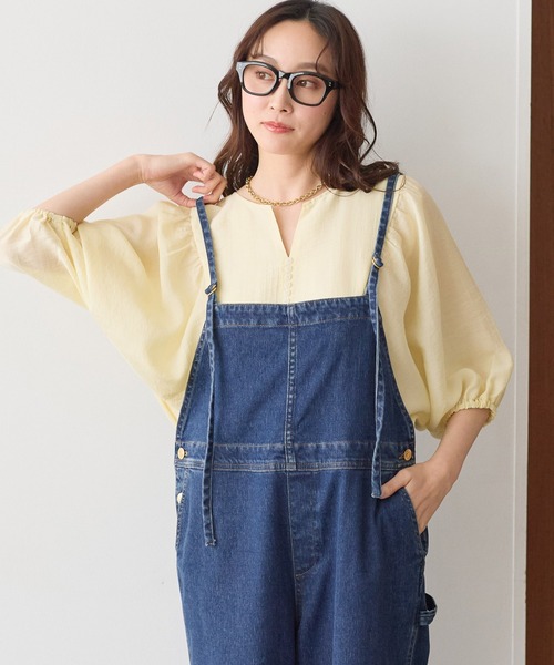 Elura(エルーラ)の「キーネックブラウス/661912(シャツ/ブラウス・レディース・チャコールグレー/オフホワイト/ライトイエロー・FREE)」の3枚目の写真