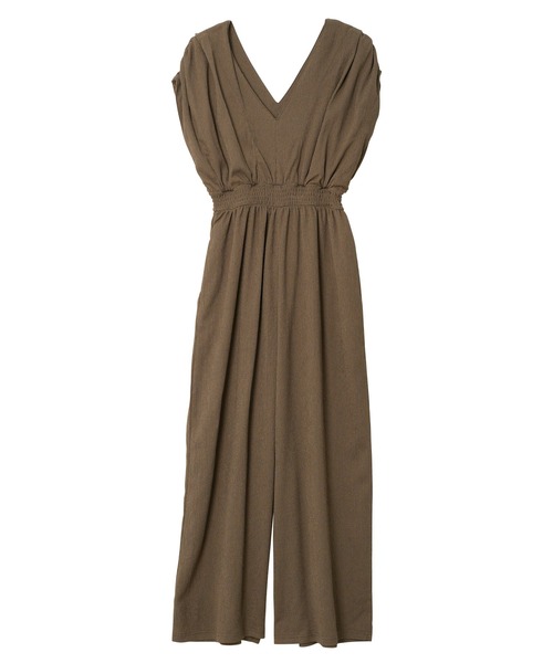 KOBE LETTUCE（コウベレタス）の「[ 田中亜希子さんコラボ ] 選べるサイズ深Vネックオールインワン（つなぎ/オールインワン・レディース・モカ/ブラック/ブルー・PM/M）」の6枚目の写真